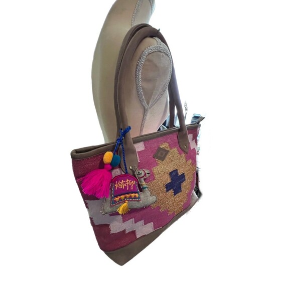 Krista Paige Handbags Multi Color Trinity tote Signed Camel Charm Tassel Leather - Picture 4 of 12